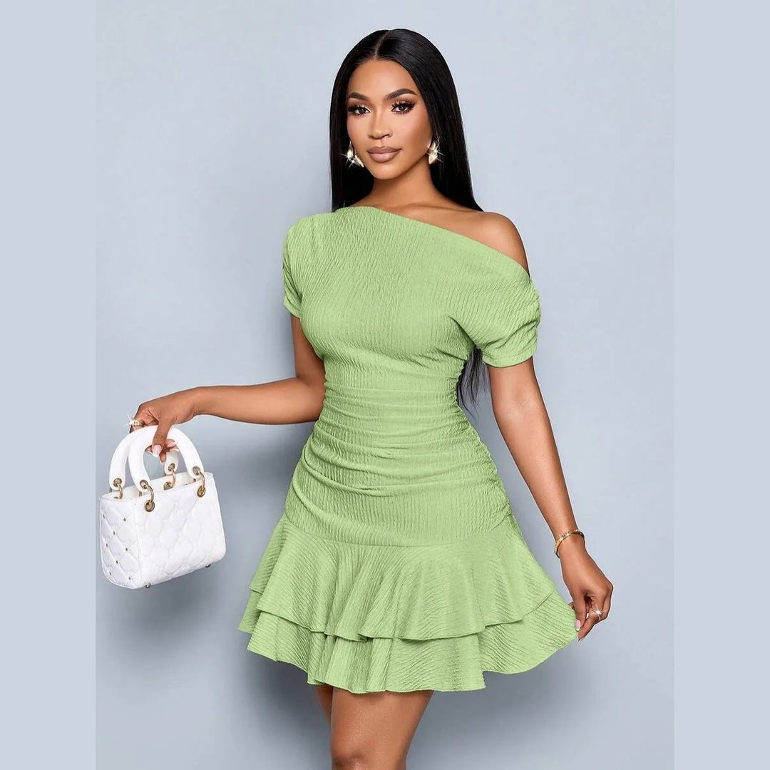 Women’s One Shoulder Ruffle Mini Dress