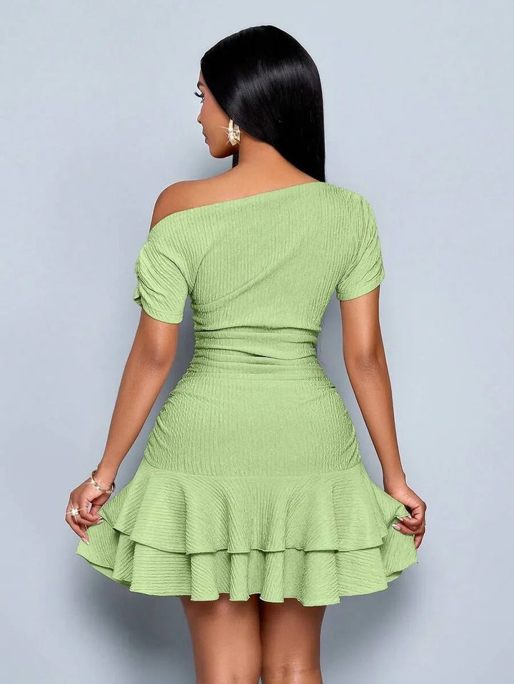 Women’s One Shoulder Ruffle Mini Dress
