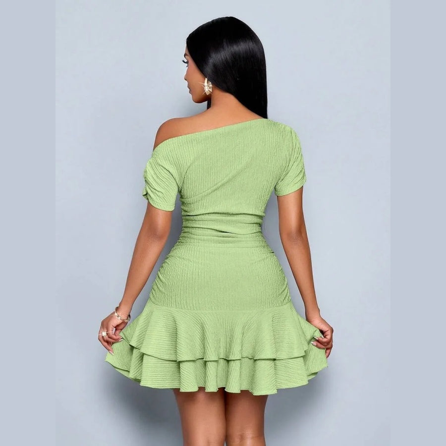 Women’s One Shoulder Ruffle Mini Dress