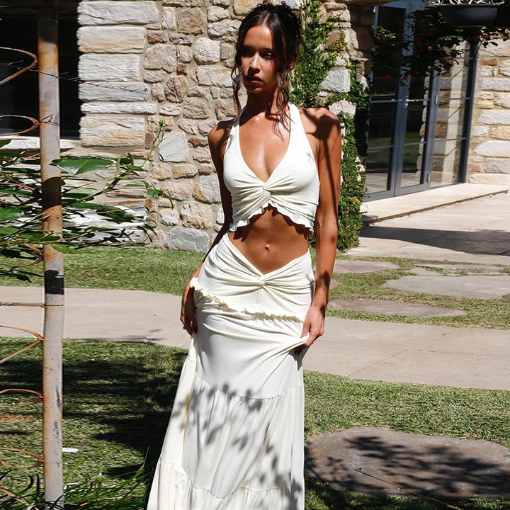 Women’s Halter Crop Top & Maxi Skirt Set