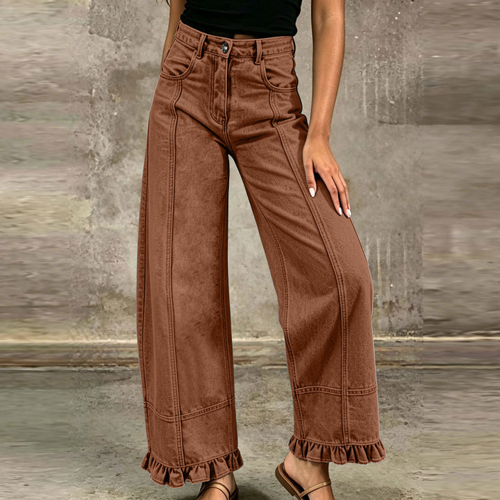 Women’s Wide Leg Ruffle Hem Jeans