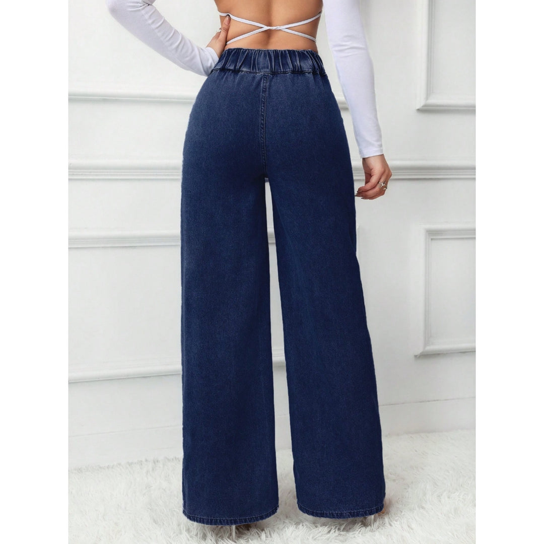 Women’s Double Button High Waisted Wide Leg Jeans