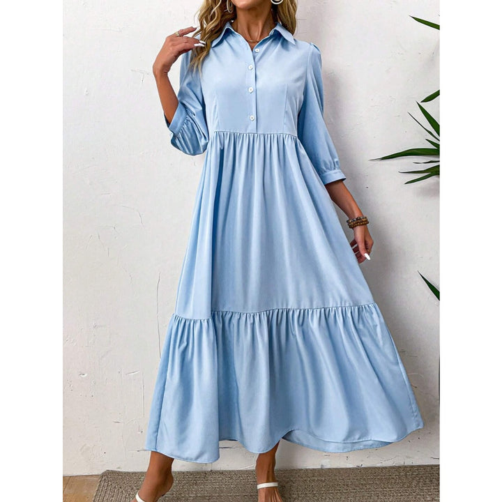 Women’s Collared Casual Button Front Shirt Maxi Dress