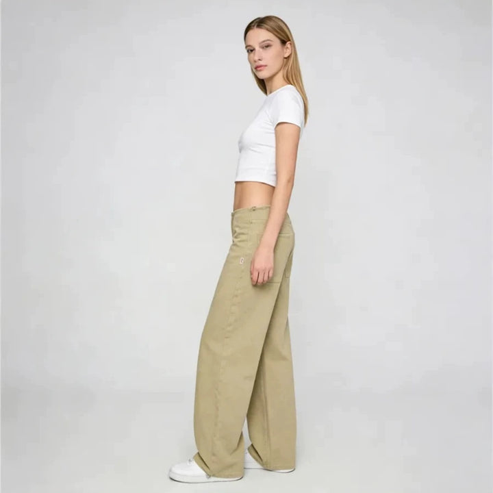 Women’s Relaxed Straight-Leg Jeans – Lightweight Drawstring Elastic Waist