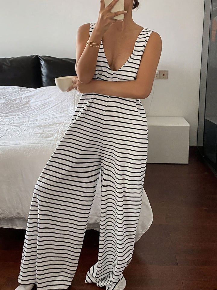 Women’s Striped Wide Leg Jumpsuit