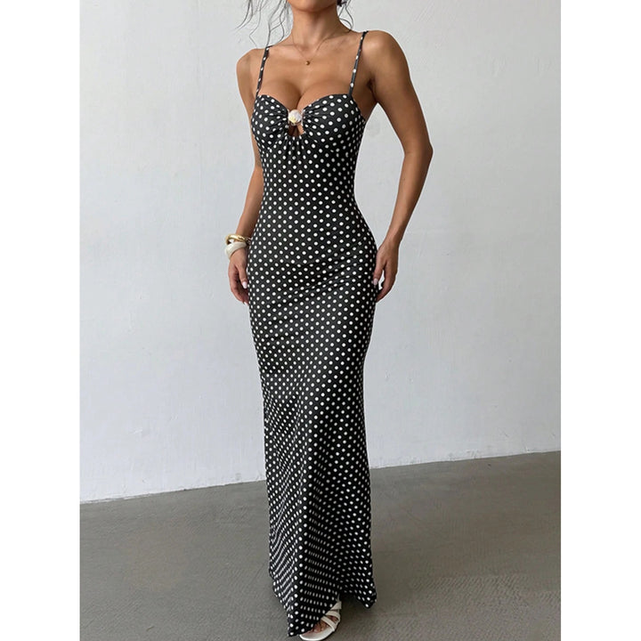 Women’s Vintage Polka Dot Mermaid Maxi Dress