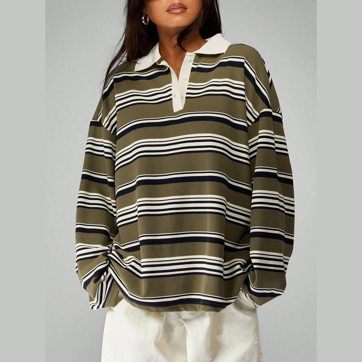 Women’s Oversized Striped Polo Sweatshirt