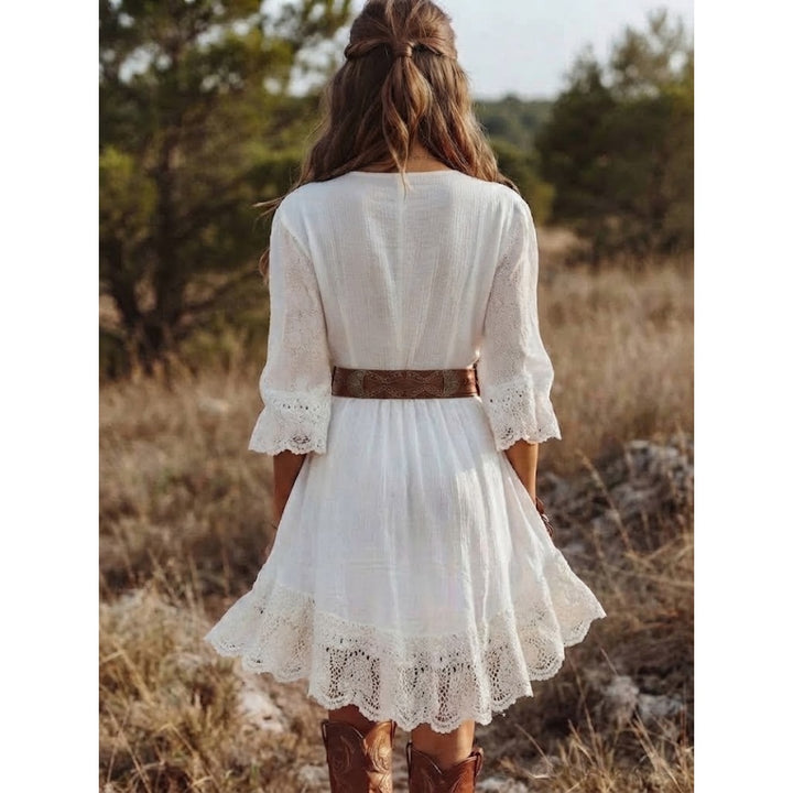 Women’s Lace Trim V-Neck Mini Dress