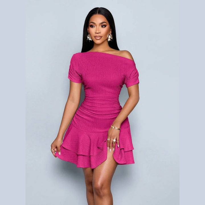 Women’s One Shoulder Ruffle Mini Dress