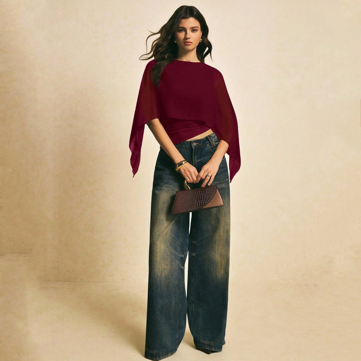 Women’s Chiffon Cape Sleeve Top