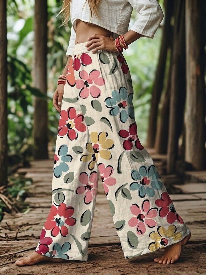 Women’s Boho Floral Wide Leg Pants