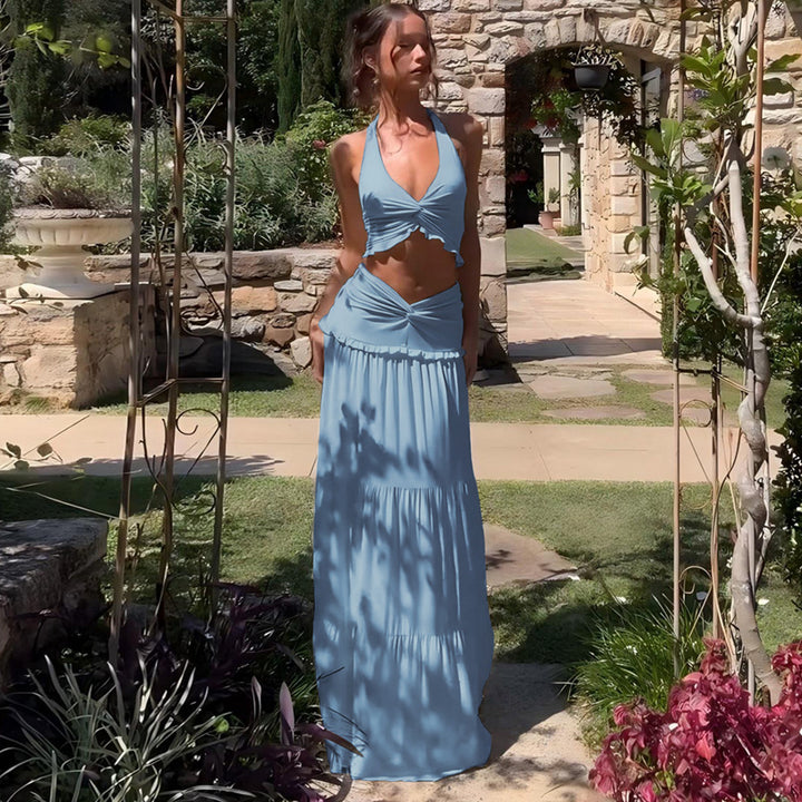 Women’s Halter Crop Top & Maxi Skirt Set