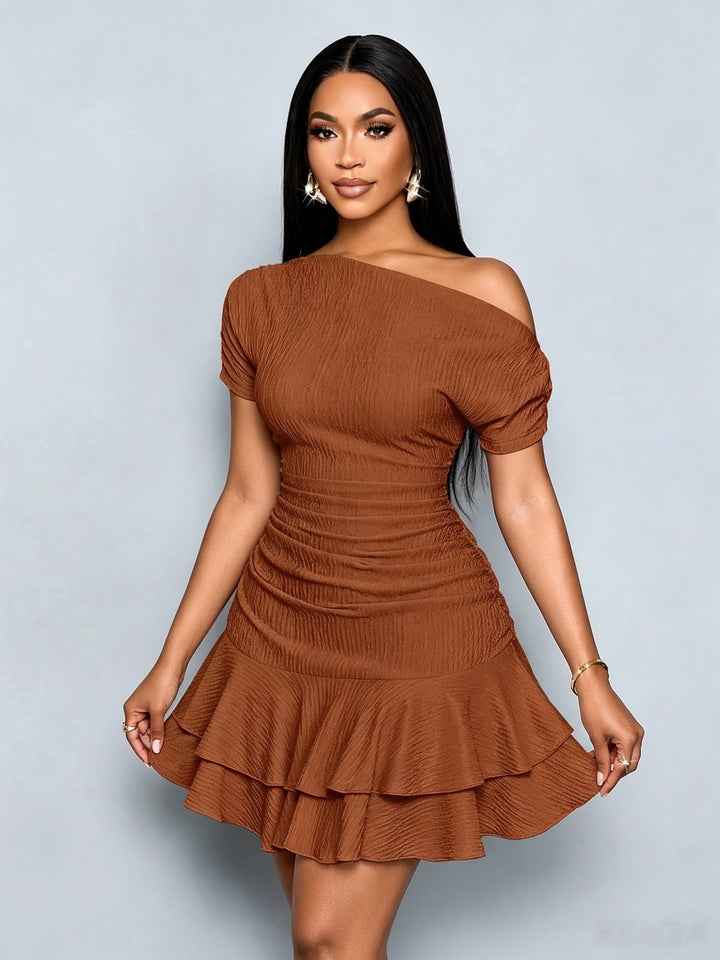 Women’s One Shoulder Ruffle Mini Dress