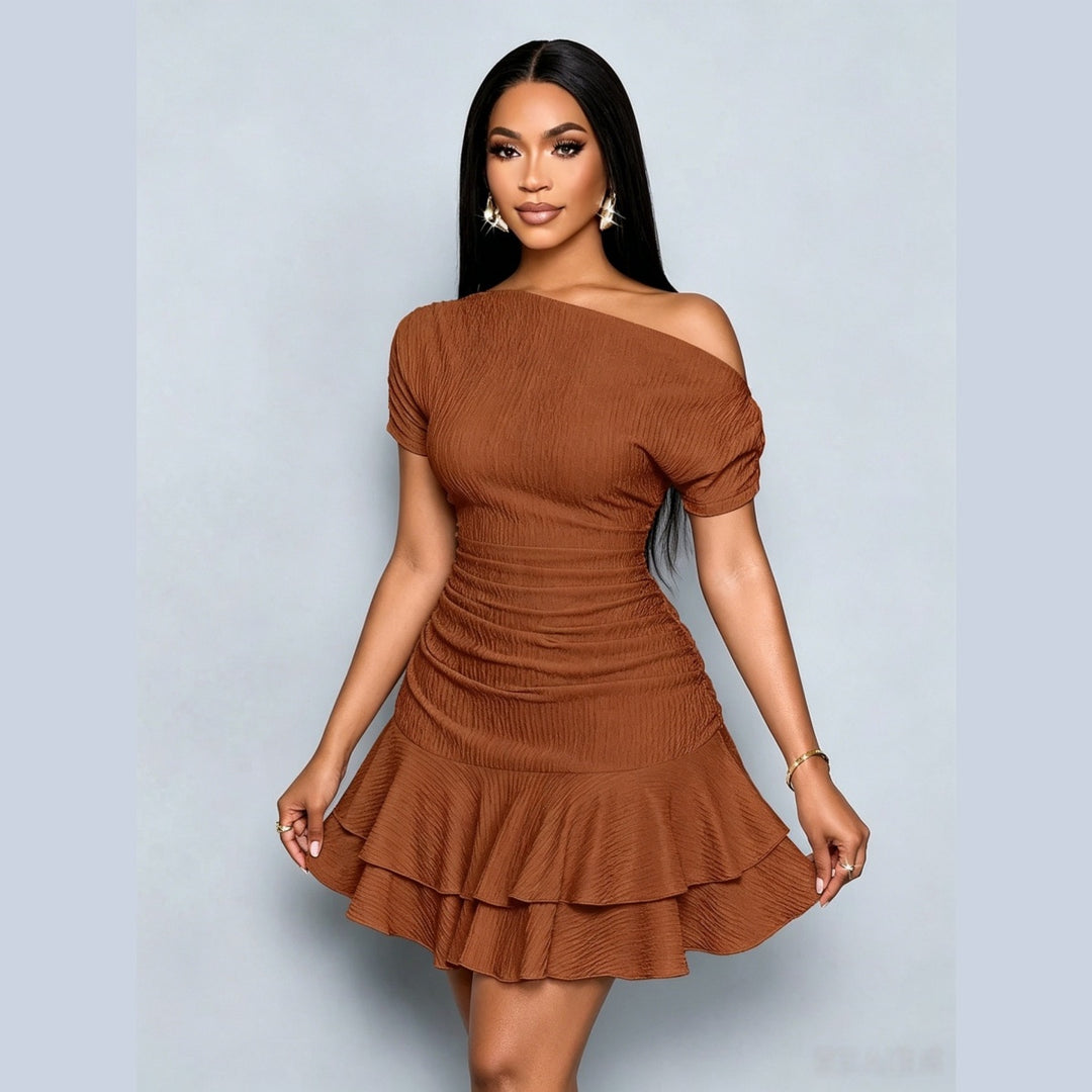 Women’s One Shoulder Ruffle Mini Dress
