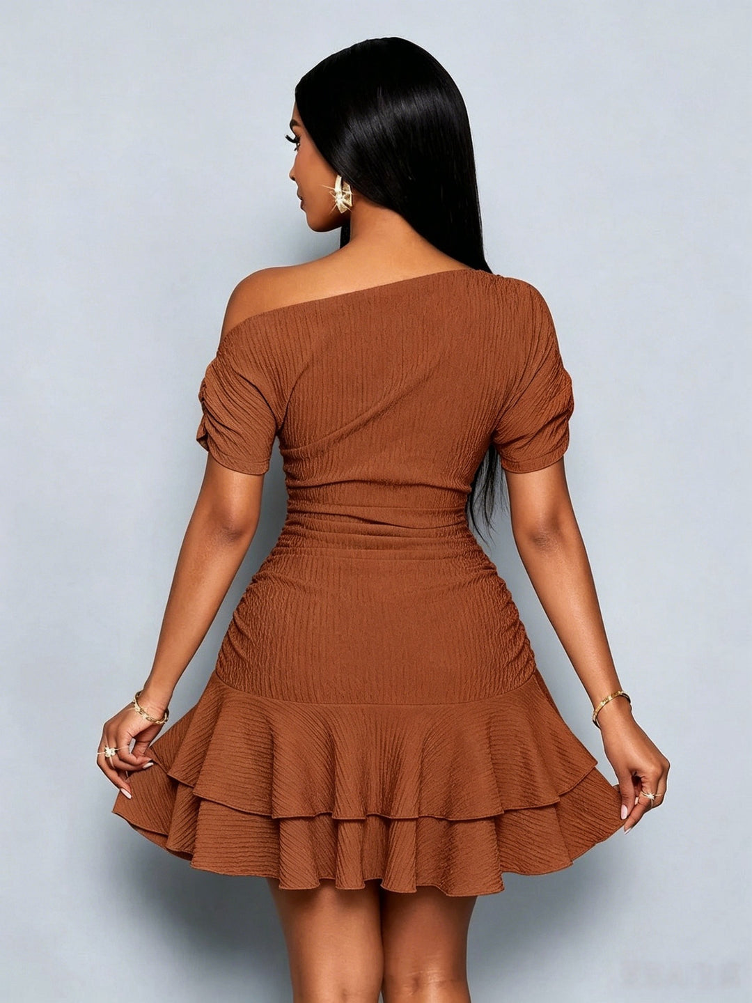 Women’s One Shoulder Ruffle Mini Dress