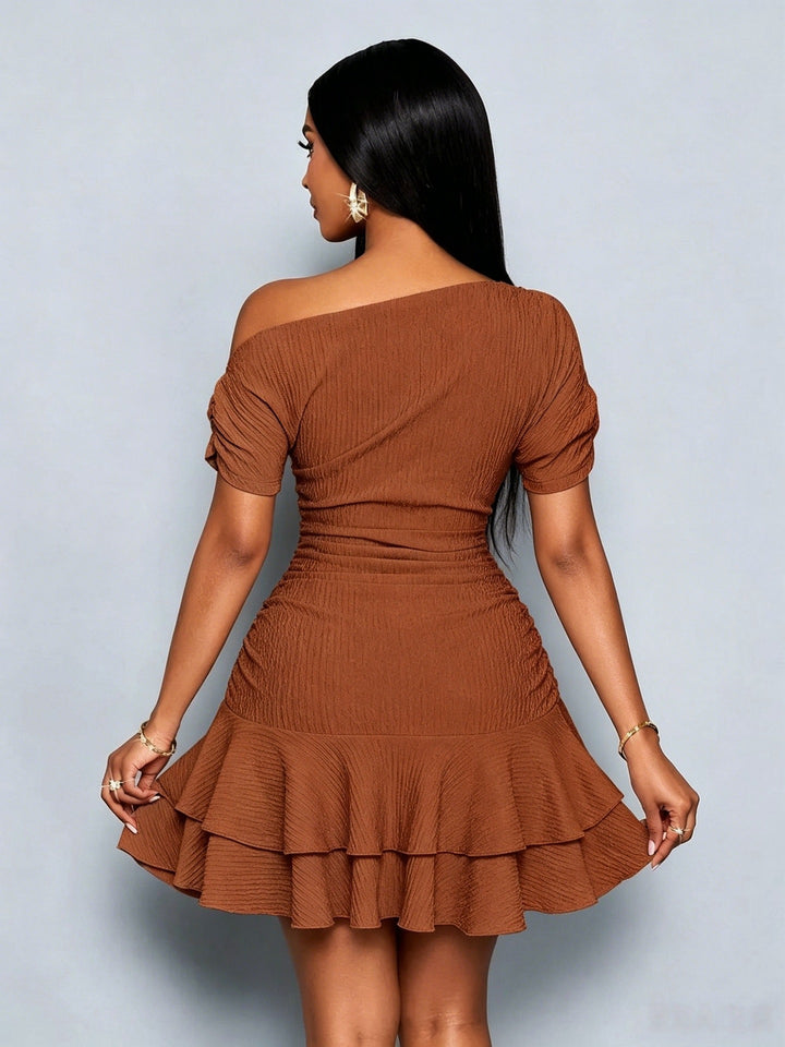 Women’s One Shoulder Ruffle Mini Dress
