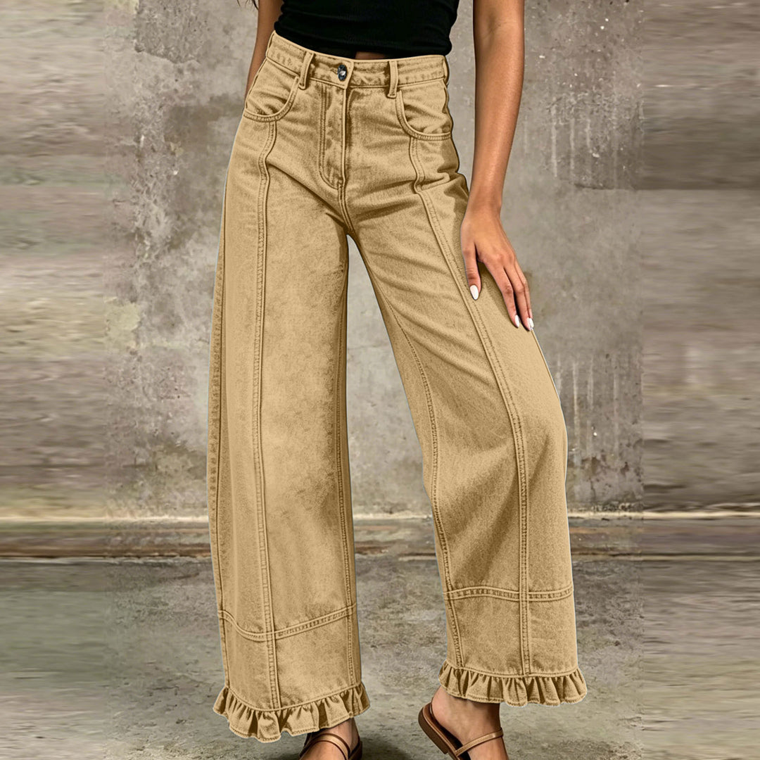Women’s Wide Leg Ruffle Hem Jeans