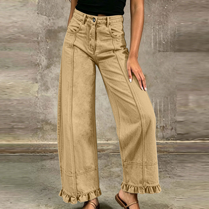 Women’s Wide Leg Ruffle Hem Jeans