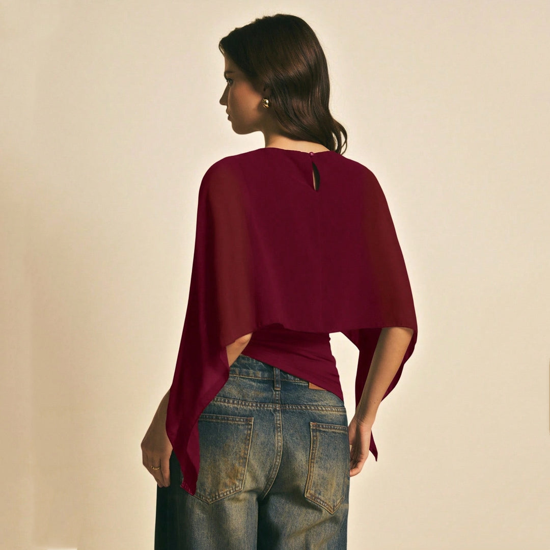 Women’s Chiffon Cape Sleeve Top