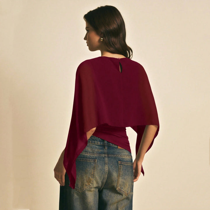 Women’s Chiffon Cape Sleeve Top
