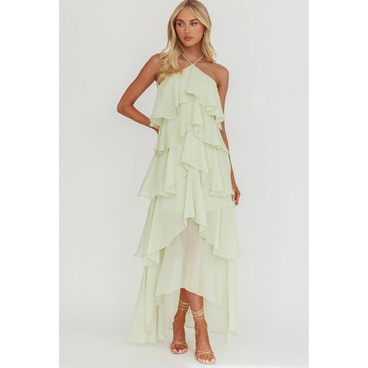 Women’s Halter Neck Ruffle Maxi Dress