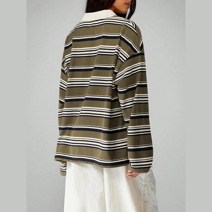 Women’s Oversized Striped Polo Sweatshirt