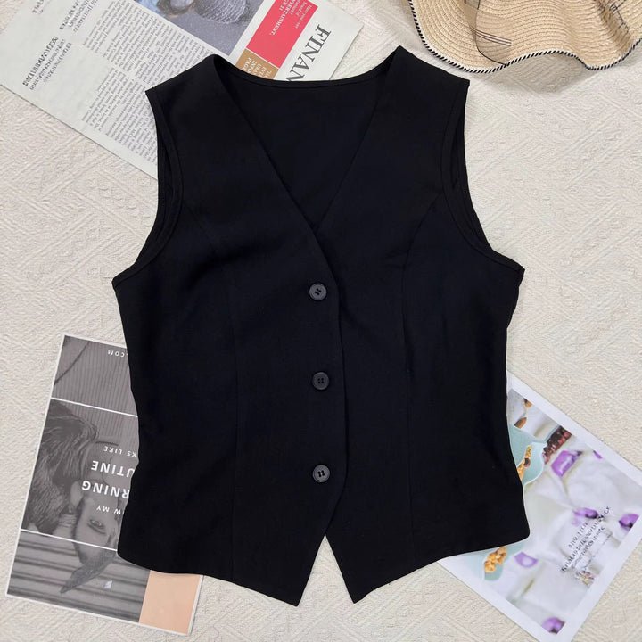 Women’s V-Neck Button-Up Vest Top