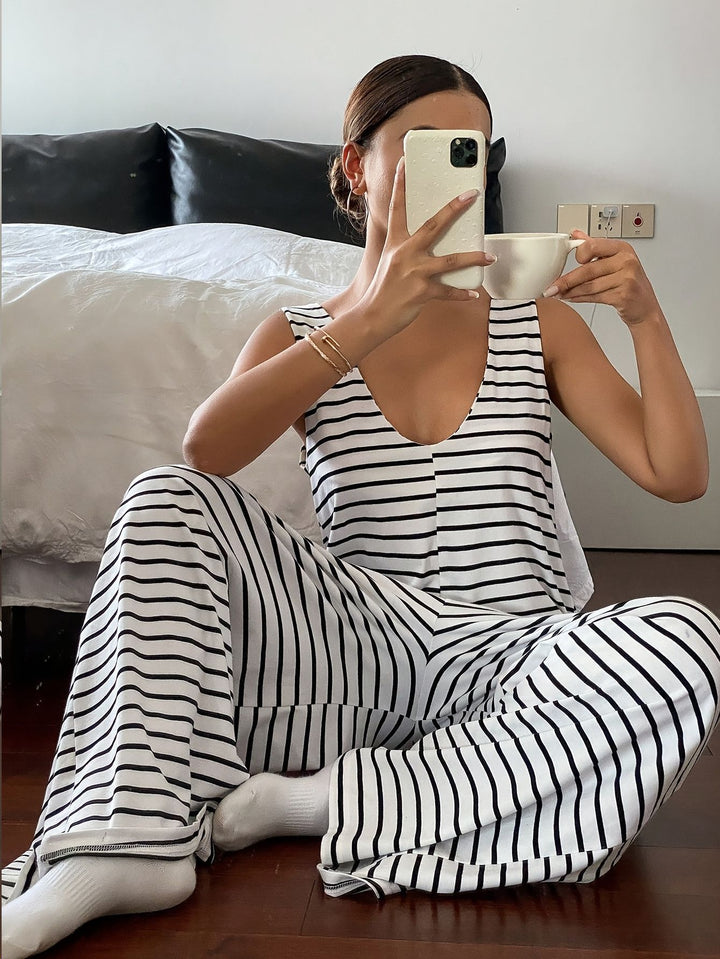 Women’s Striped Wide Leg Jumpsuit