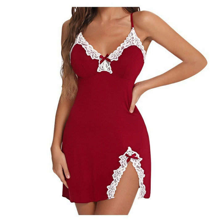Women’s Lace Trim Slip Dress – Lace Cutout & Side Slit（S-5XL)