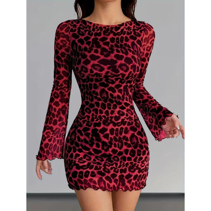Women’s Leopard Print Mesh Mini Dress