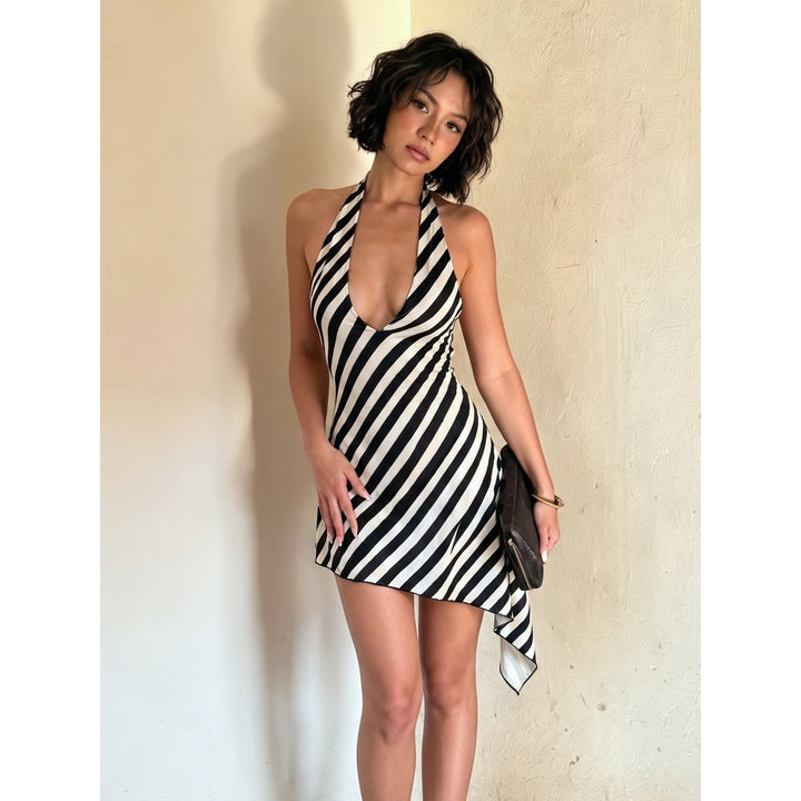 Women’s Animal Print Halter Mini Dress -Y2K Style