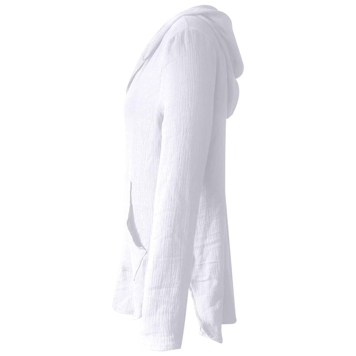 Women's Relaxed V Neck Drawstring Hooded Top