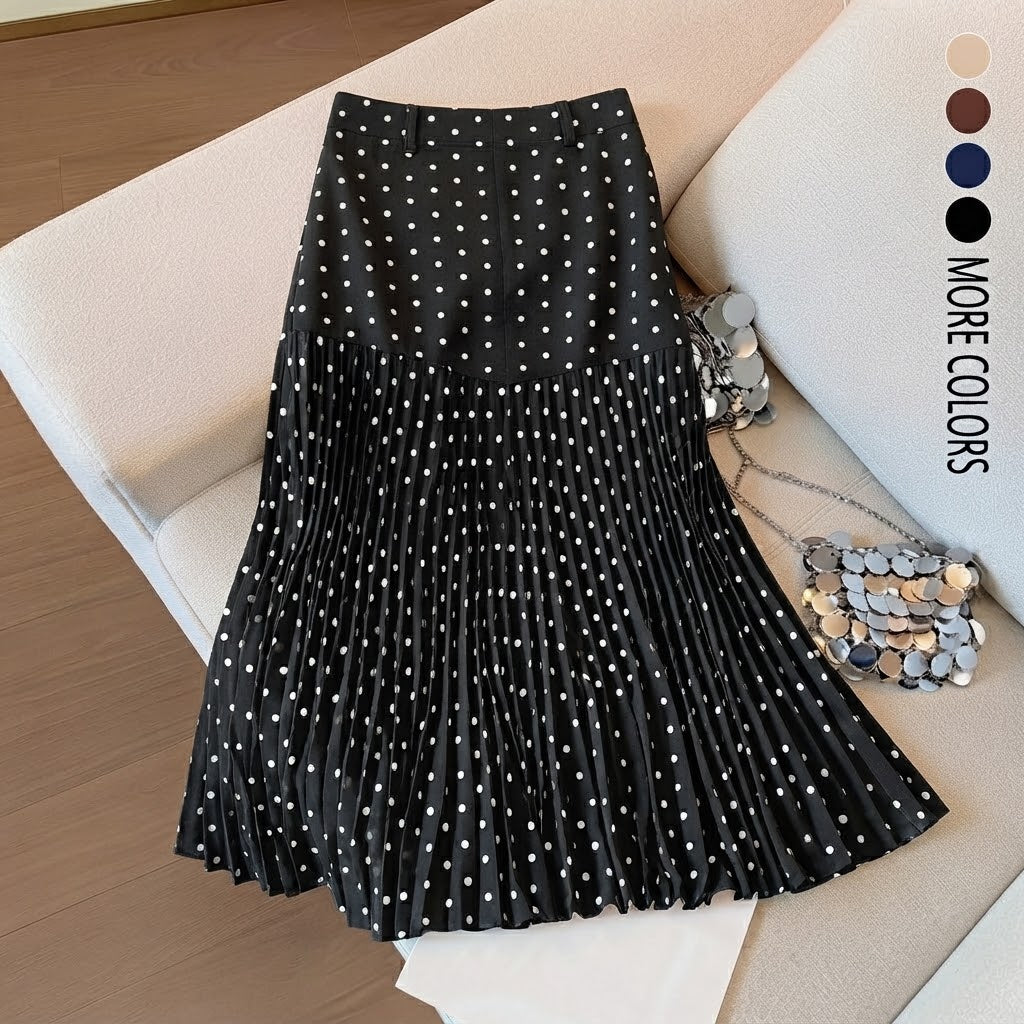 Women’s Polka Dot Pleated Midi Skirt