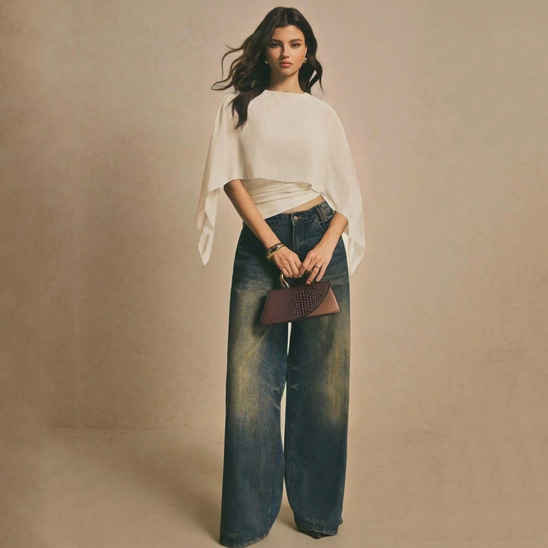 Women’s Chiffon Cape Sleeve Top