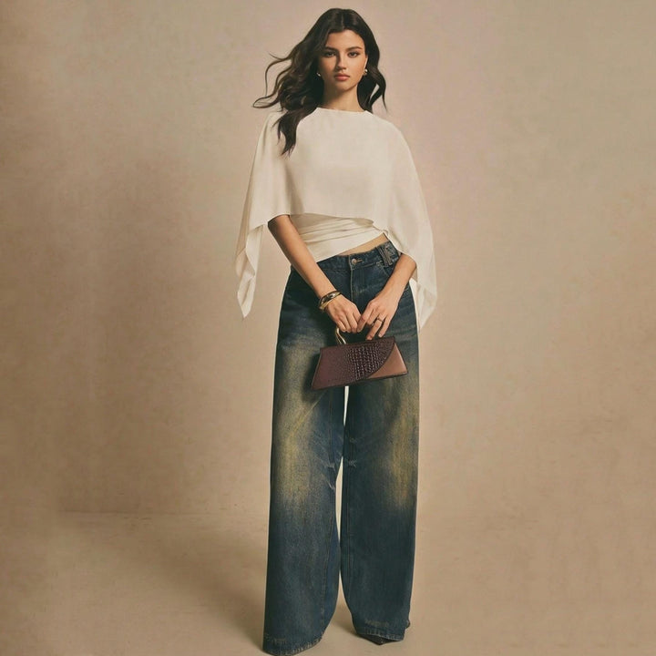 Women’s Chiffon Cape Sleeve Top
