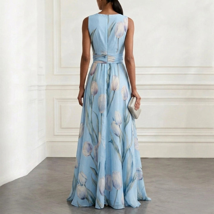 Women’s Elegant Tulip Print Maxi Dress