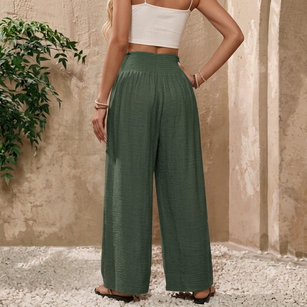 Women’s High Waisted Wide Leg Pants – Tie Front Casual Trousers