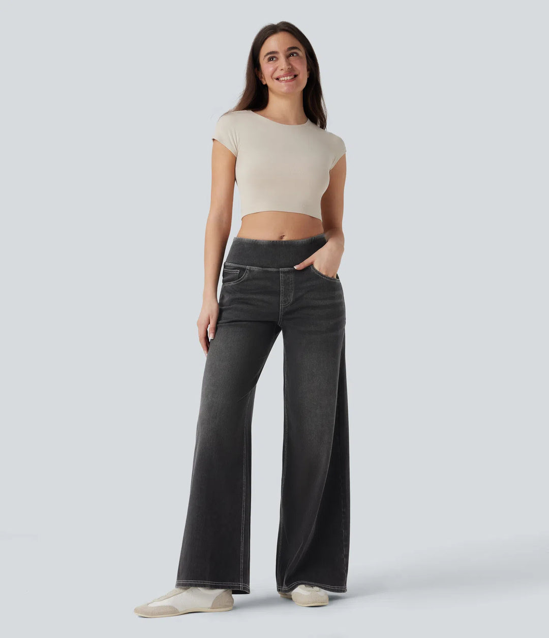 Women’s High Waisted Stretch Wide Leg Jeans