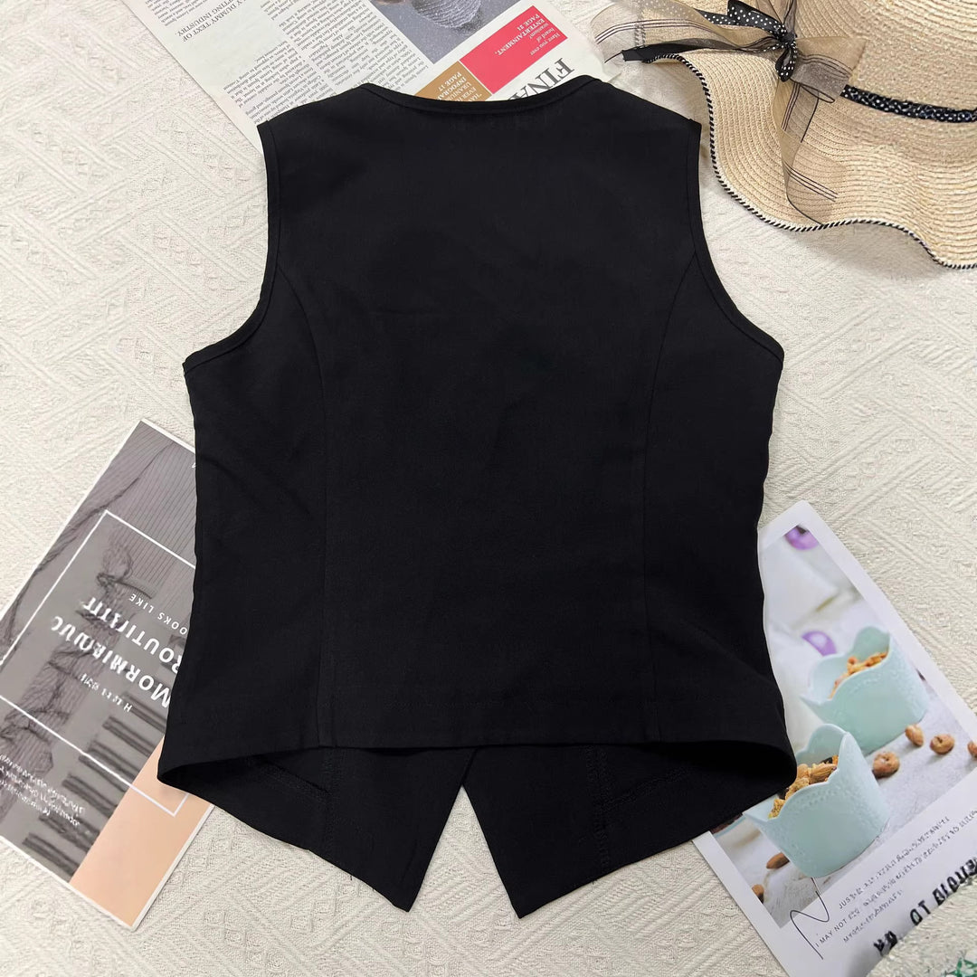 Women’s V-Neck Button-Up Vest Top