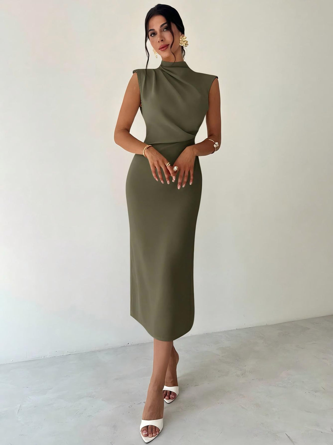 Women’s  Mock Neck Bodyco Sleeveless Slim Fit Pencil Dress