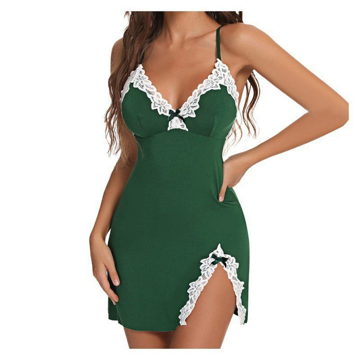 Women’s Lace Trim Slip Dress – Lace Cutout & Side Slit（S-5XL)