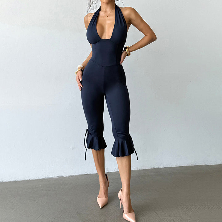 Women’s Deep V Neck Halter Jumpsuit