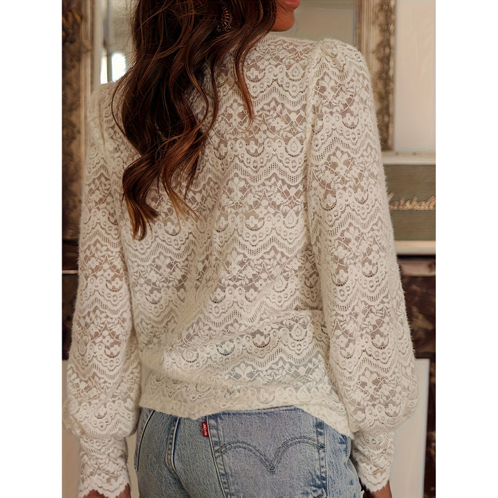 Women’s V-Neck Lace Cutout Blouse