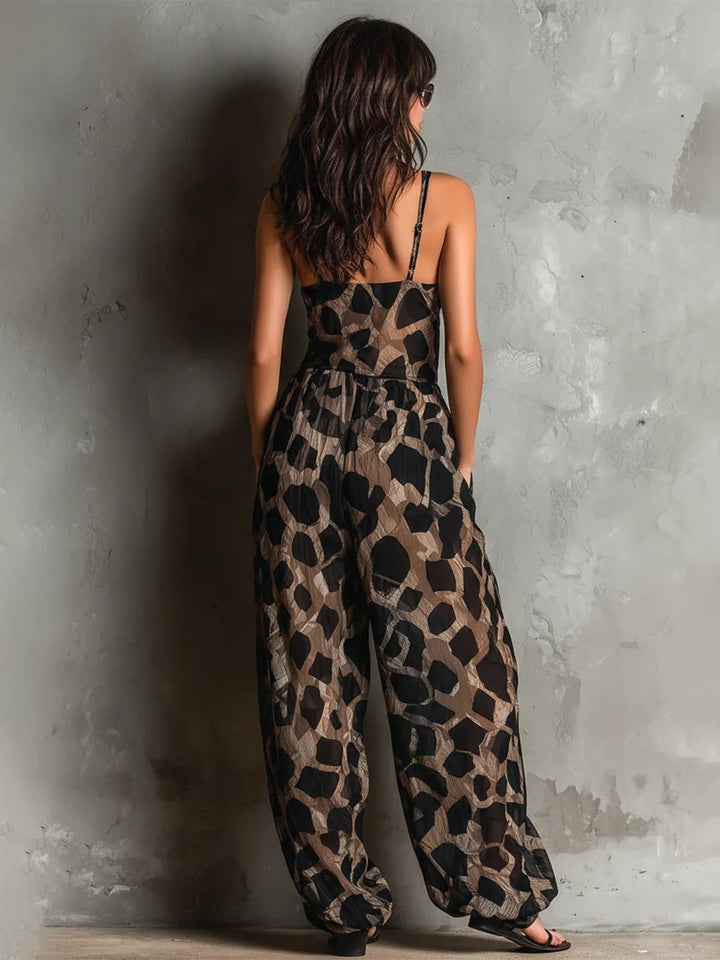 Women’s Vintage Leopard Print Jumpsuit