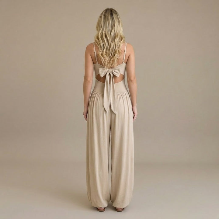 Women’s Cut Out Wide Leg Jumpsuit – Sleeveless Spaghetti Strap Casual Romper