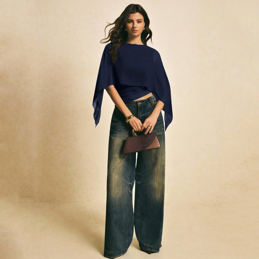 Women’s Chiffon Cape Sleeve Top