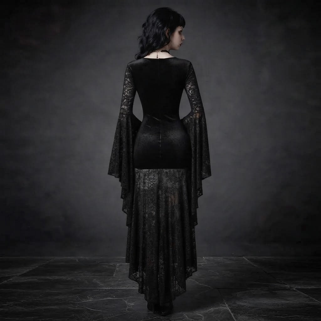 Women’s Gothic Velvet Lace Maxi Dress