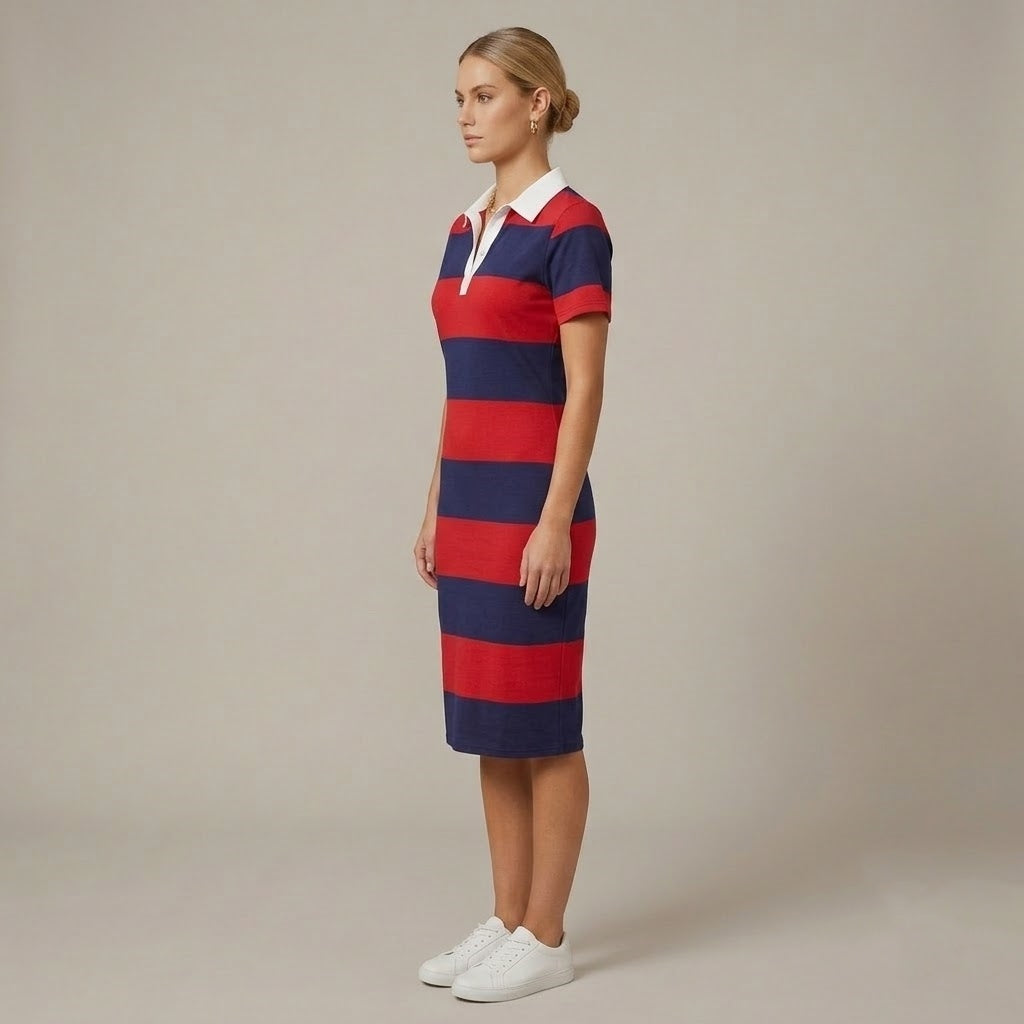 Women’s Color Block Polo Midi Dress