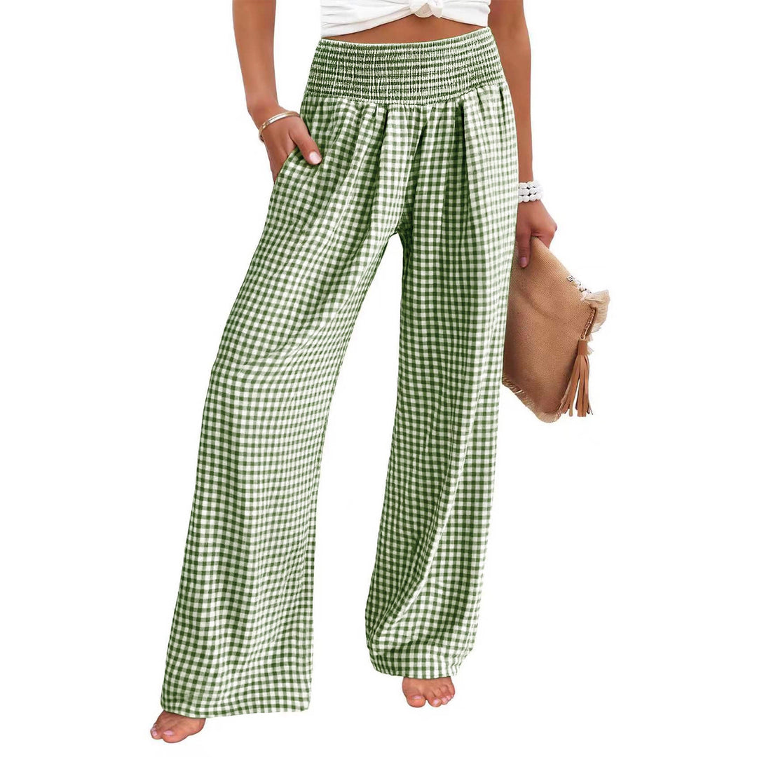 Women’s High Waisted Gingham Wide Leg Pants