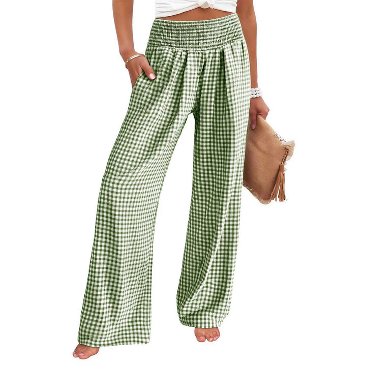 Women’s High Waisted Gingham Wide Leg Pants